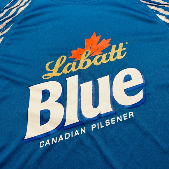 Zubaz Dri Fit Long Sleeve Mens L Labatt Blue Canadian Pilsner Beer Pullover - Picture 1 of 6